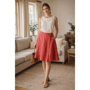 Anthropologie Silk Linen Coral Pocket Skirt Size 4 Elegant Summer
Sale!!